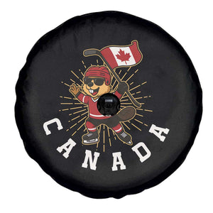 Funny Beaver Playing Ice Hockey With Canada Flag Gift Spare Tire Cover TS12 Print Your Wear