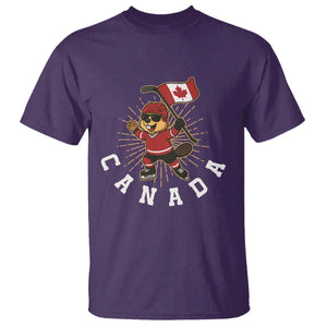 Funny Beaver Playing Ice Hockey With Canada Flag Gift T Shirt TS12 Purple Print Your Wear