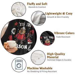 Canadian Ice Hockey Beaver Throw Blanket Tis The Season Holiday Gift TS12 Print Your Wear
