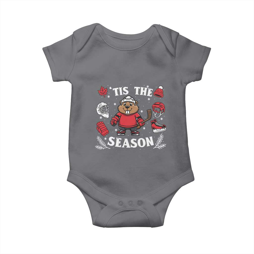 Canadian Ice Hockey Beaver Baby Onesie Tis The Season Holiday Gift TS12 Charcoal Print Your Wear