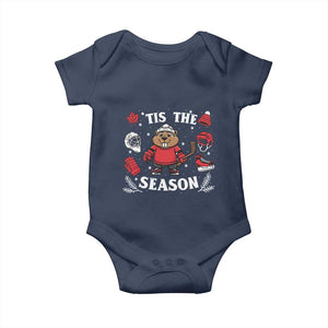 Canadian Ice Hockey Beaver Baby Onesie Tis The Season Holiday Gift TS12 Navy Print Your Wear