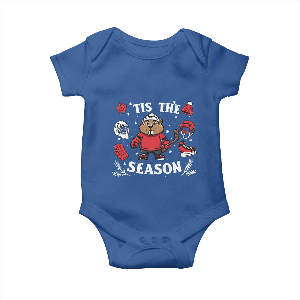 Canadian Ice Hockey Beaver Baby Onesie Tis The Season Holiday Gift TS12 Royal Blue Print Your Wear