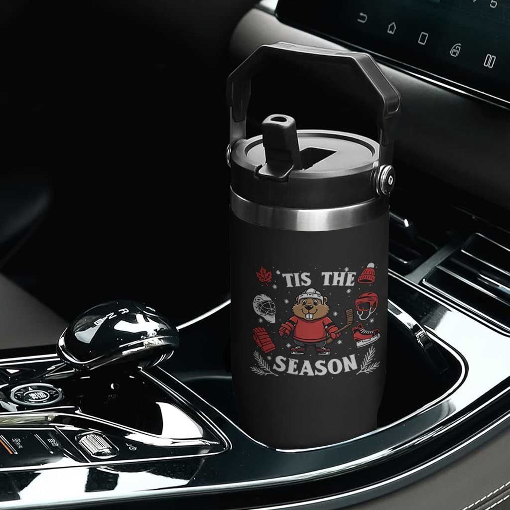 Canadian Ice Hockey Beaver Flip Straw Tumbler Tis The Season Holiday Gift TS12 Print Your Wear