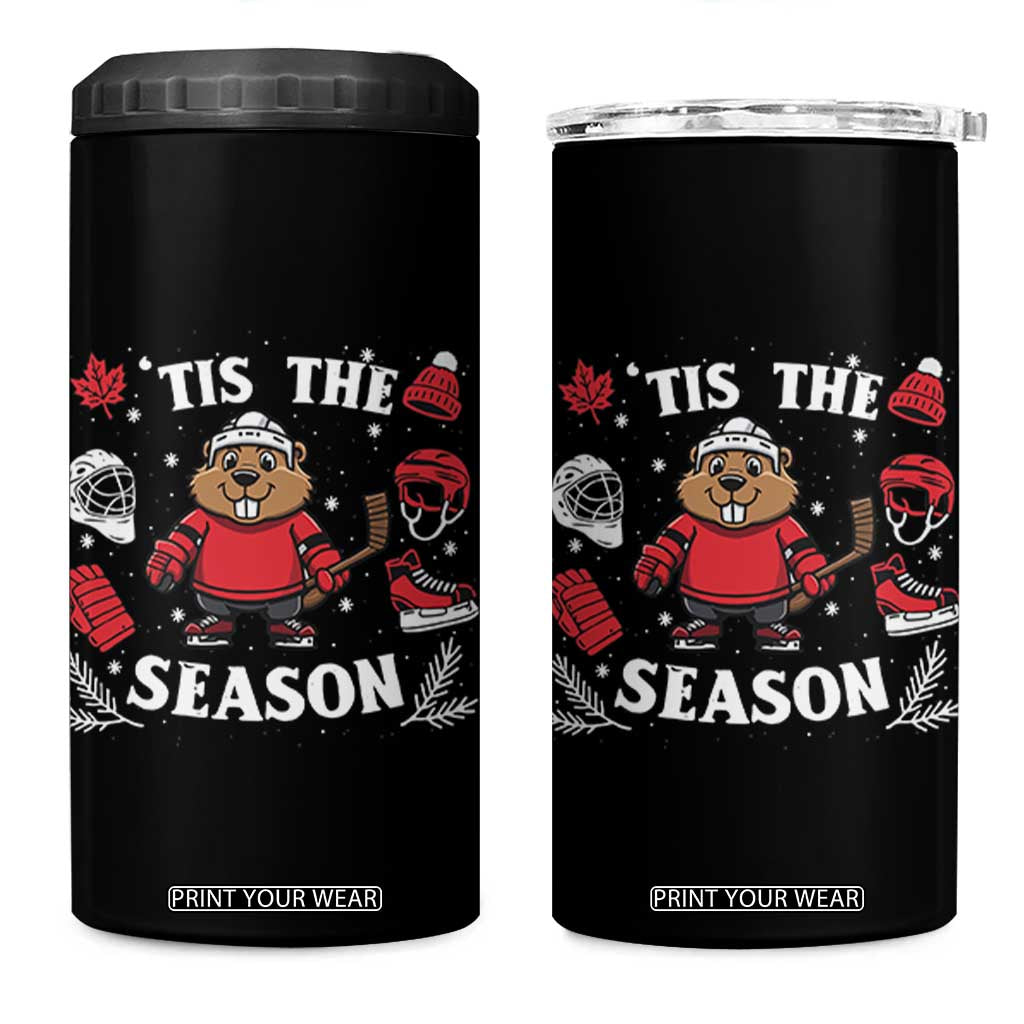 Canadian Ice Hockey Beaver 4 in 1 Can Cooler Tumbler Tis The Season Holiday Gift TS12 One Size: 16 oz Black Print Your Wear