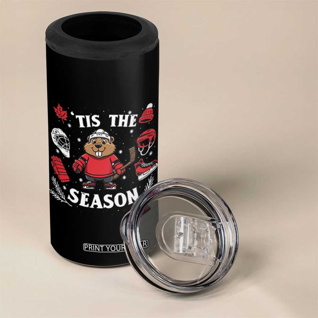 Canadian Ice Hockey Beaver 4 in 1 Can Cooler Tumbler Tis The Season Holiday Gift TS12 Print Your Wear