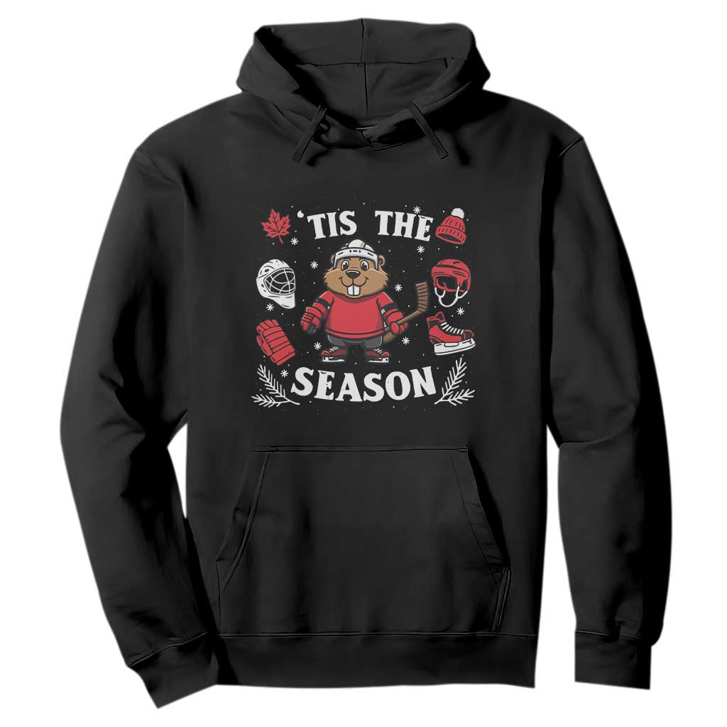 Canadian Ice Hockey Beaver Hoodie Tis The Season Holiday Gift TS12 Black Print Your Wear