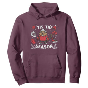 Canadian Ice Hockey Beaver Hoodie Tis The Season Holiday Gift TS12 Maroon Print Your Wear