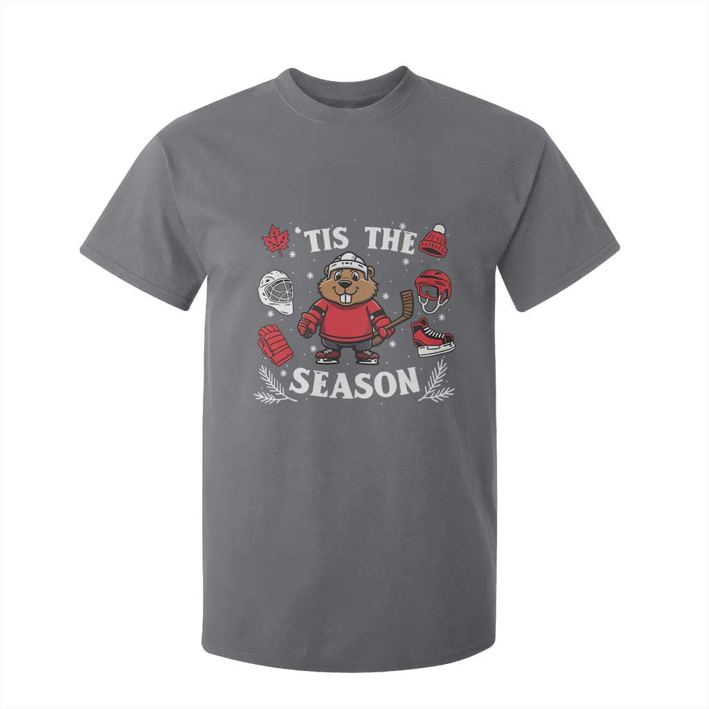 Canadian Ice Hockey Beaver T Shirt For Kid Tis The Season Holiday Gift TS12 Charcoal Print Your Wear