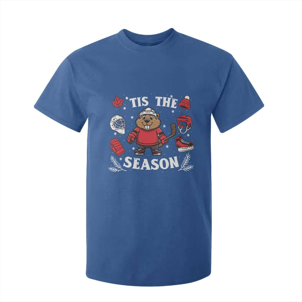 Canadian Ice Hockey Beaver T Shirt For Kid Tis The Season Holiday Gift TS12 Royal Blue Print Your Wear