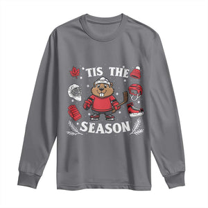 Canadian Ice Hockey Beaver Long Sleeve Shirt Tis The Season Holiday Gift TS12 Charcoal Print Your Wear