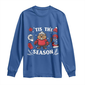 Canadian Ice Hockey Beaver Long Sleeve Shirt Tis The Season Holiday Gift TS12 Royal Blue Print Your Wear
