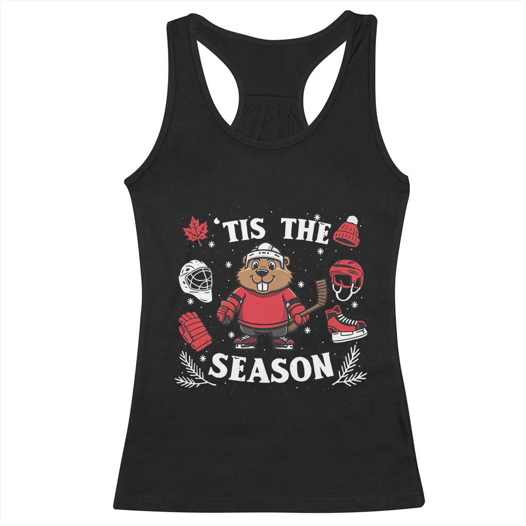 Canadian Ice Hockey Beaver Racerback Tank Top Tis The Season Holiday Gift TS12 Black Print Your Wear