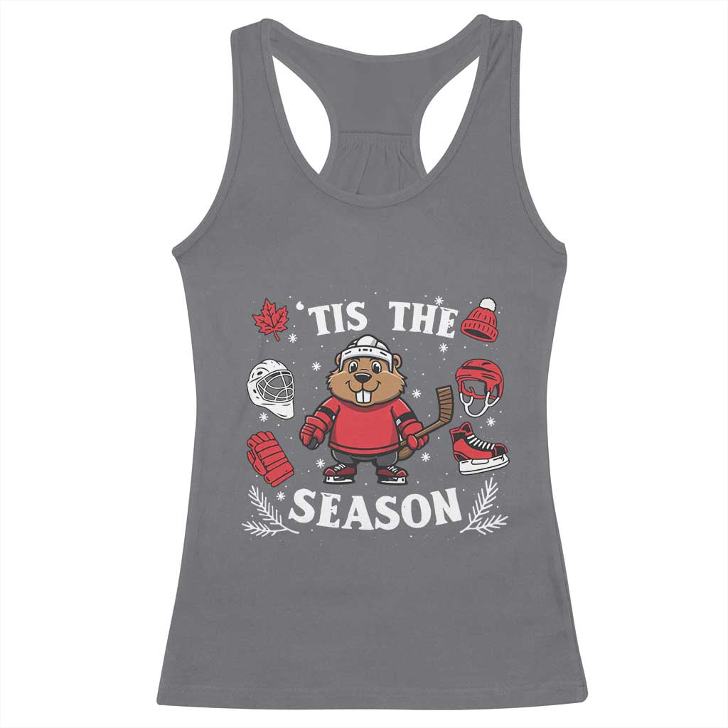Canadian Ice Hockey Beaver Racerback Tank Top Tis The Season Holiday Gift TS12 Charcoal Print Your Wear