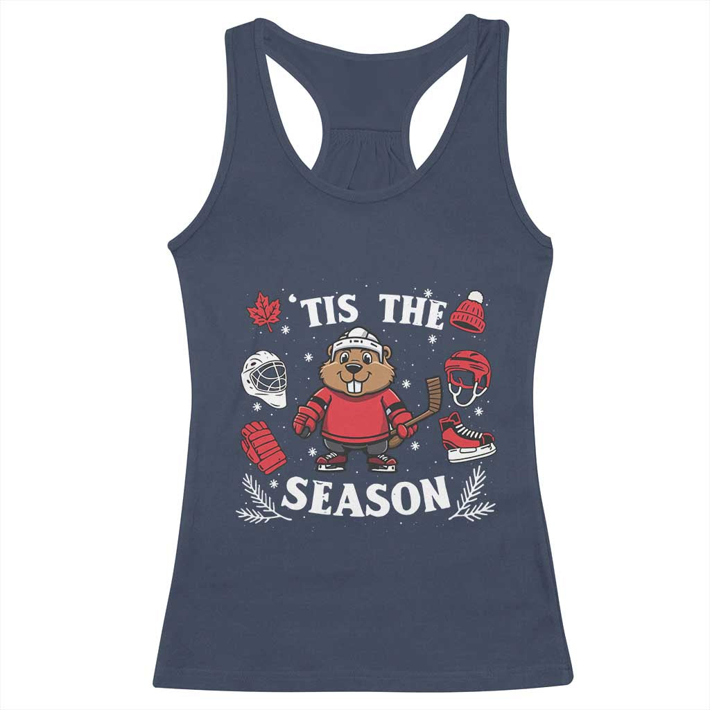Canadian Ice Hockey Beaver Racerback Tank Top Tis The Season Holiday Gift TS12 Navy Print Your Wear