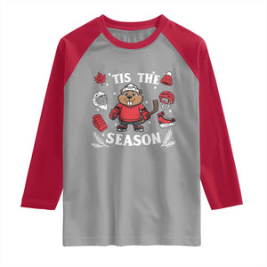Canadian Ice Hockey Beaver Raglan Shirt Tis The Season Holiday Gift TS12 Sport Gray Red Print Your Wear