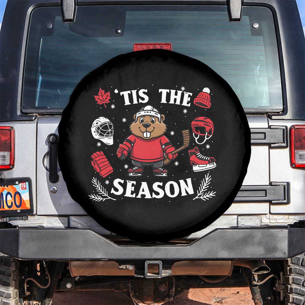 Canadian Ice Hockey Beaver Spare Tire Cover Tis The Season Holiday Gift TS12 No hole Black Print Your Wear
