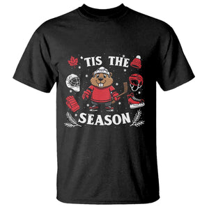 Canadian Ice Hockey Beaver T Shirt Tis The Season Holiday Gift TS12 Black Print Your Wear