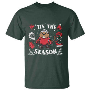 Canadian Ice Hockey Beaver T Shirt Tis The Season Holiday Gift TS12 Dark Forest Green Print Your Wear