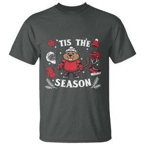 Canadian Ice Hockey Beaver T Shirt Tis The Season Holiday Gift TS12 Dark Heather Print Your Wear