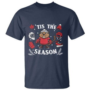 Canadian Ice Hockey Beaver T Shirt Tis The Season Holiday Gift TS12 Navy Print Your Wear
