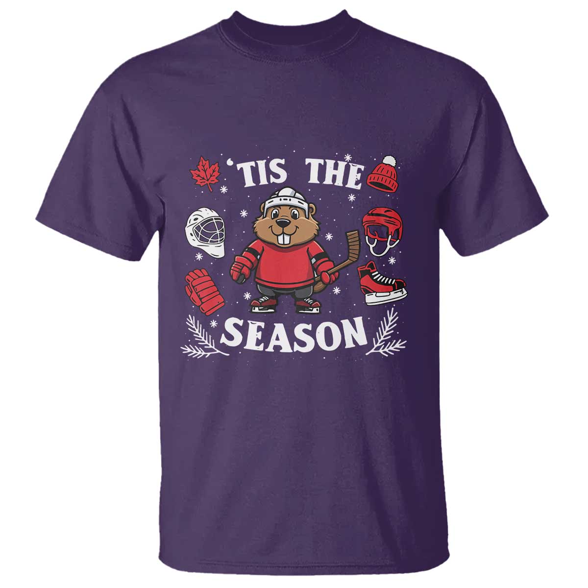 Canadian Ice Hockey Beaver T Shirt Tis The Season Holiday Gift TS12 Purple Print Your Wear