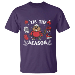 Canadian Ice Hockey Beaver T Shirt Tis The Season Holiday Gift TS12 Purple Print Your Wear