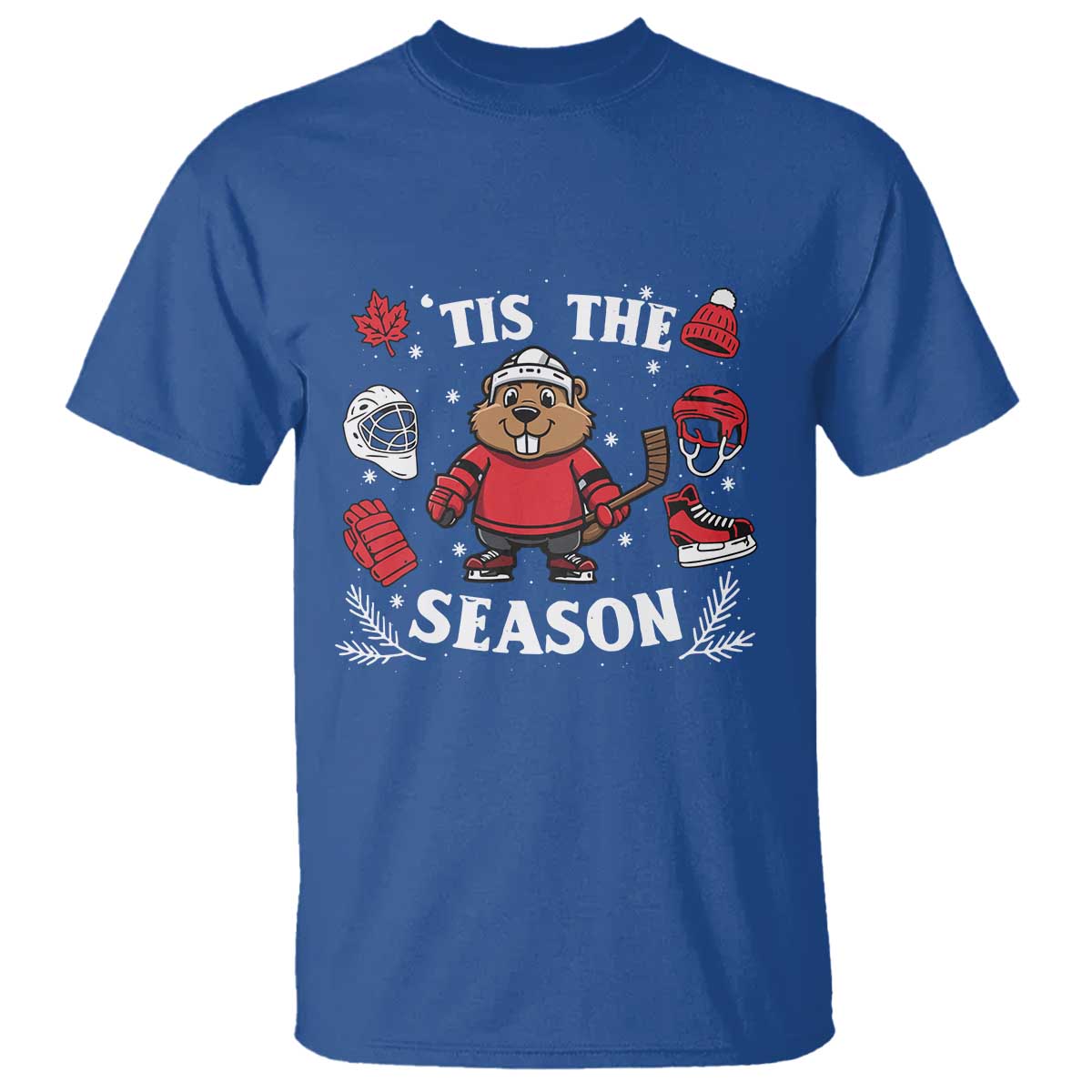 Canadian Ice Hockey Beaver T Shirt Tis The Season Holiday Gift TS12 Royal Blue Print Your Wear