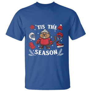 Canadian Ice Hockey Beaver T Shirt Tis The Season Holiday Gift TS12 Royal Blue Print Your Wear