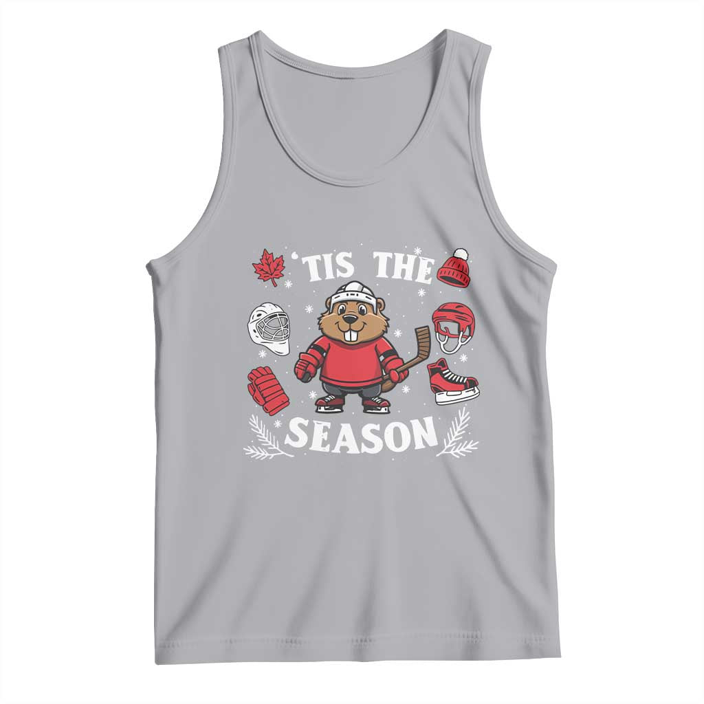 Canadian Ice Hockey Beaver Tank Top Tis The Season Holiday Gift TS12 Athletic Heather Print Your Wear