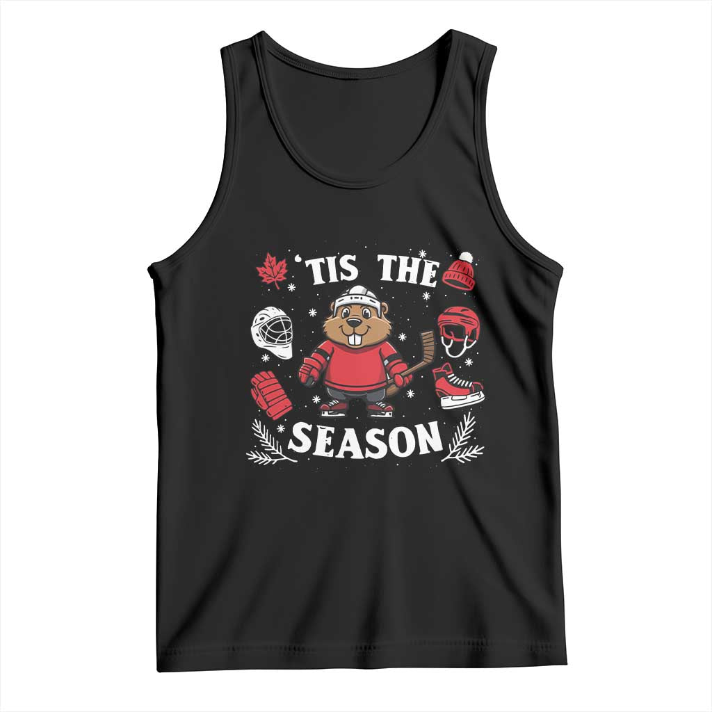 Canadian Ice Hockey Beaver Tank Top Tis The Season Holiday Gift TS12 Black Print Your Wear