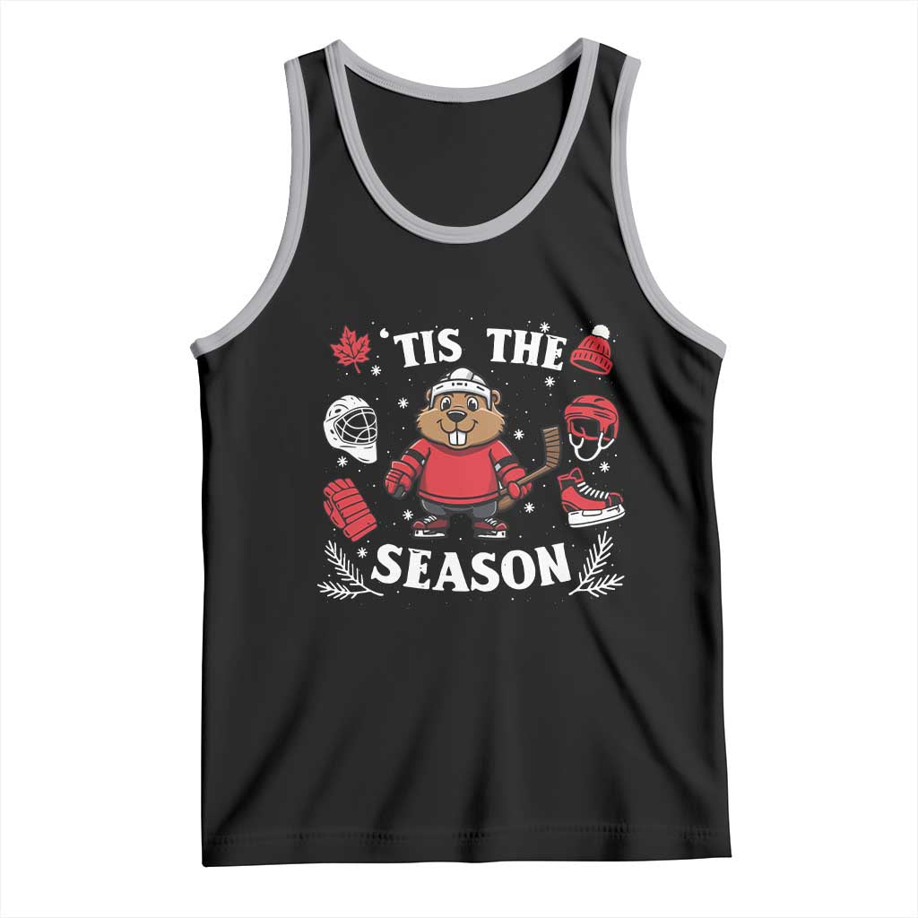 Canadian Ice Hockey Beaver Tank Top Tis The Season Holiday Gift TS12 Black Athletic Heather Print Your Wear