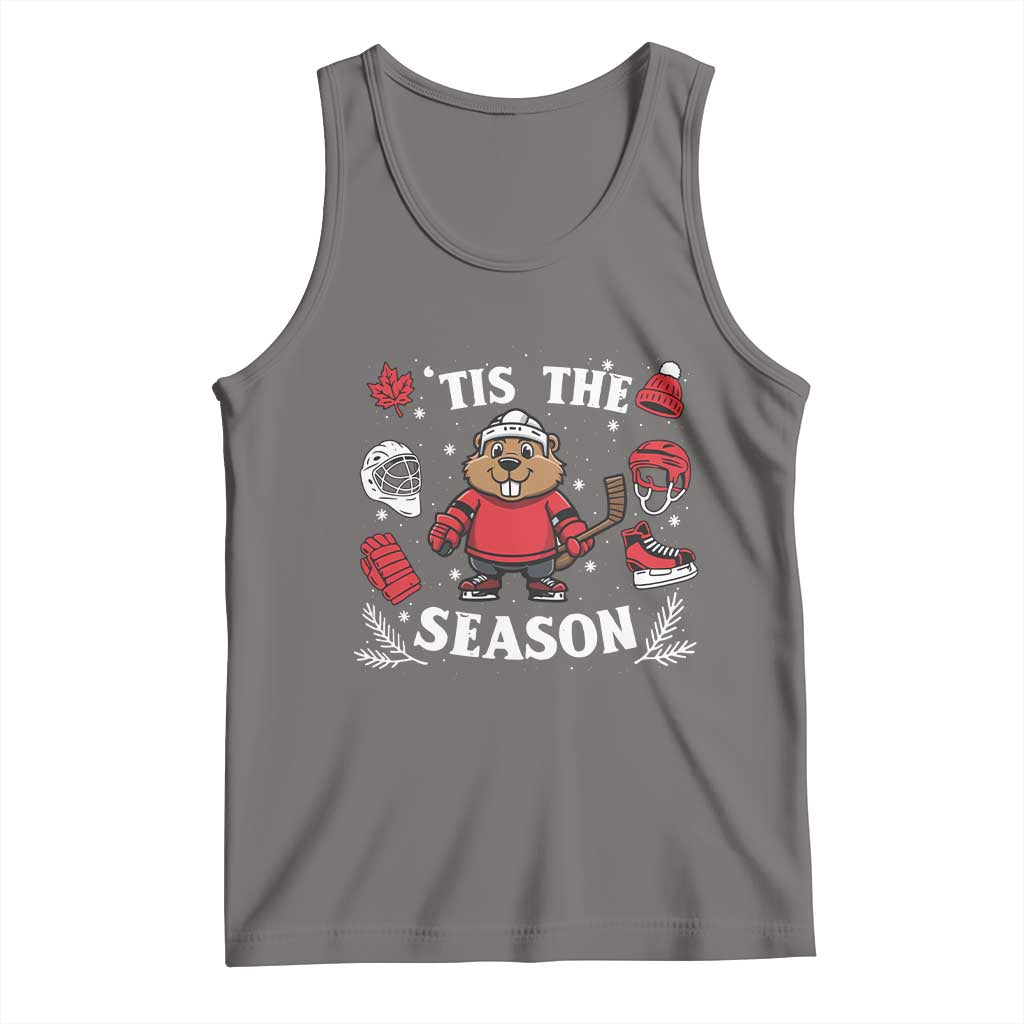 Canadian Ice Hockey Beaver Tank Top Tis The Season Holiday Gift TS12 Deep Heather Print Your Wear