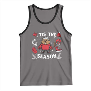 Canadian Ice Hockey Beaver Tank Top Tis The Season Holiday Gift TS12 Deep Heather Black Print Your Wear