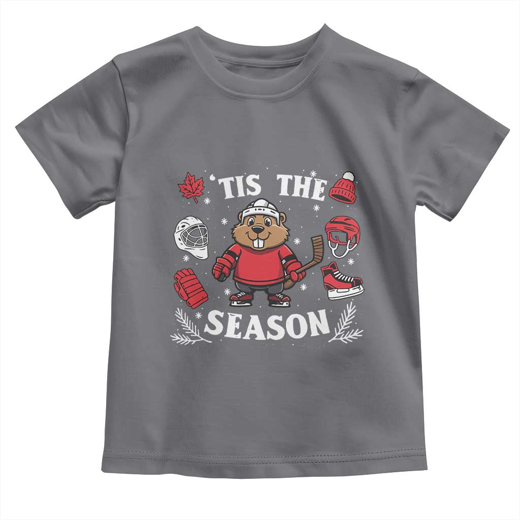 Canadian Ice Hockey Beaver Toddler T Shirt Tis The Season Holiday Gift TS12 Charcoal Print Your Wear