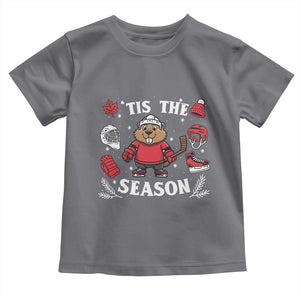 Canadian Ice Hockey Beaver Toddler T Shirt Tis The Season Holiday Gift TS12 Charcoal Print Your Wear