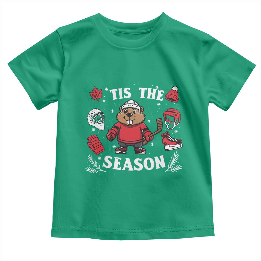 Canadian Ice Hockey Beaver Toddler T Shirt Tis The Season Holiday Gift TS12 Irish Green Print Your Wear
