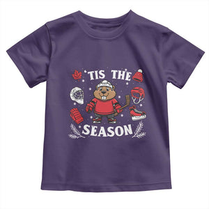 Canadian Ice Hockey Beaver Toddler T Shirt Tis The Season Holiday Gift TS12 Purple Print Your Wear