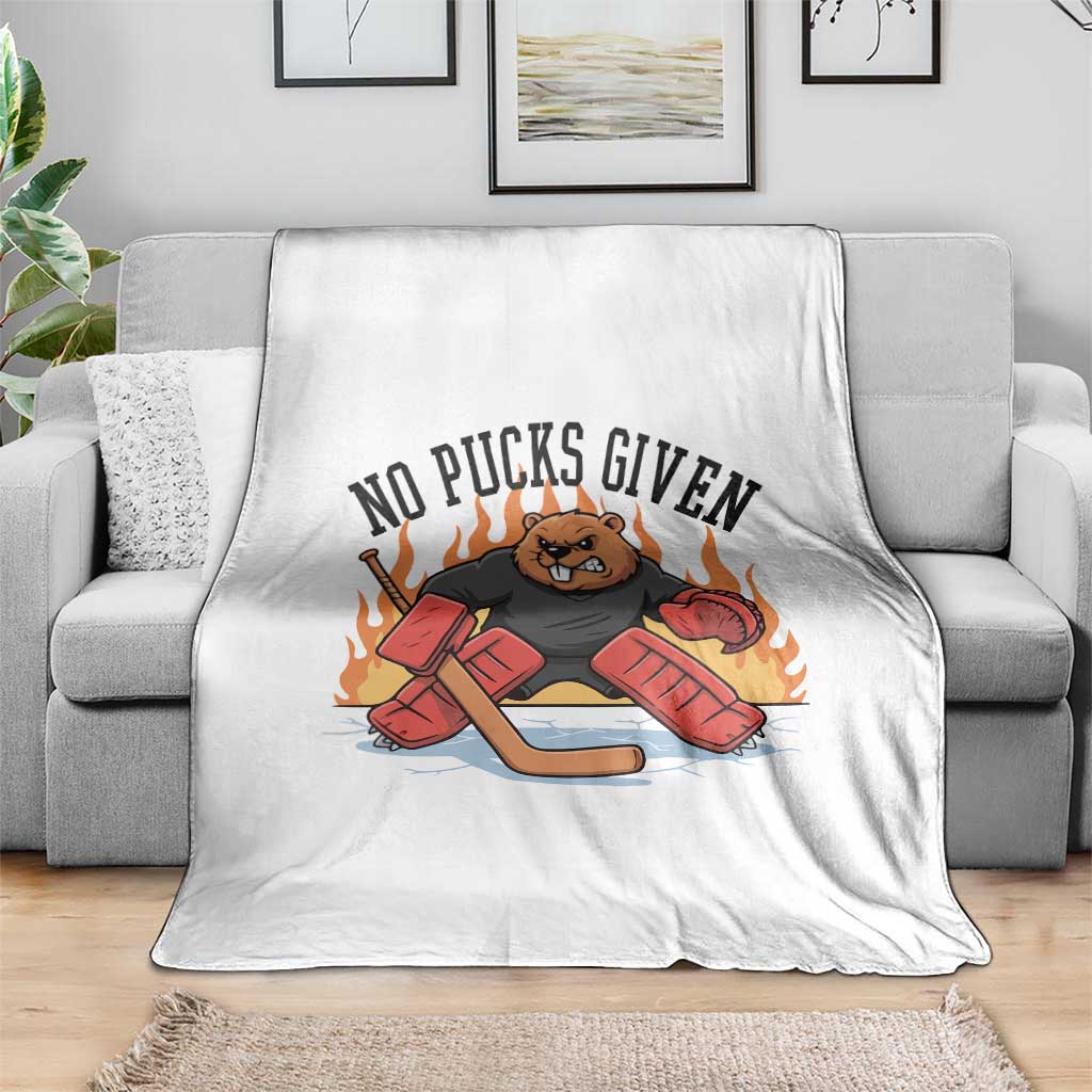 Funny Beaver Ice Hockey Goalie Gift Throw Blanket No Pucks Given TS12 Print Your Wear