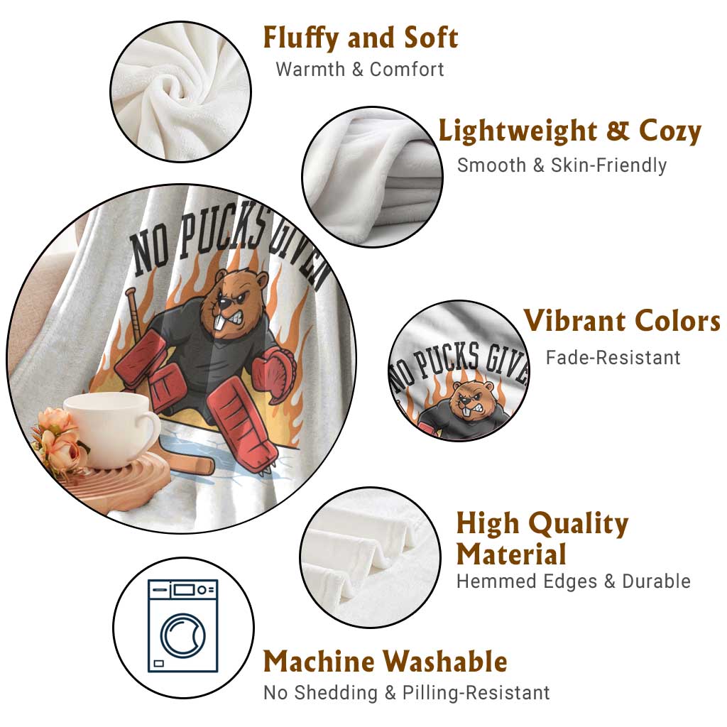 Funny Beaver Ice Hockey Goalie Gift Throw Blanket No Pucks Given TS12 Print Your Wear