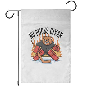 Funny Beaver Ice Hockey Goalie Gift Garden Flag No Pucks Given TS12 White Print Your Wear