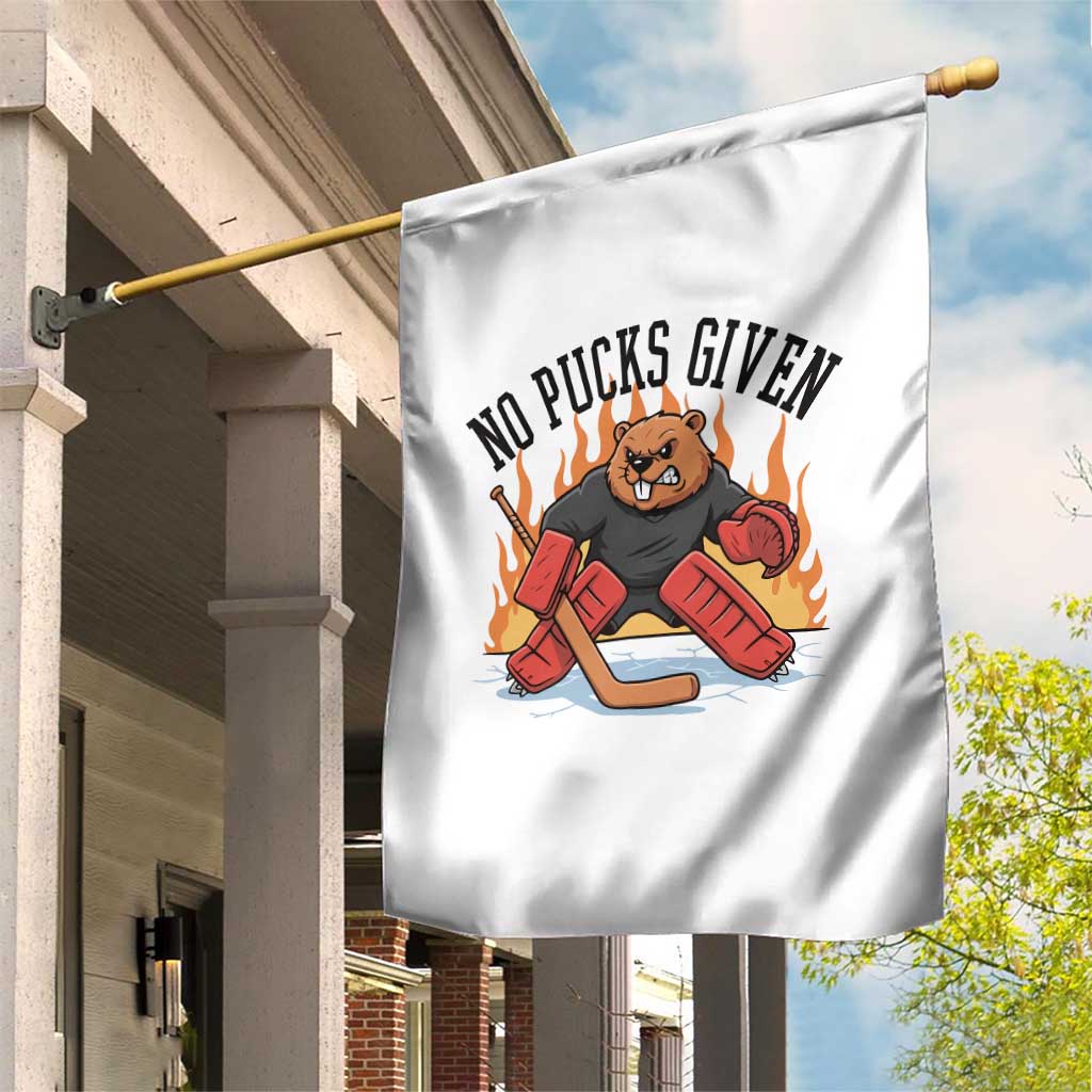 Funny Beaver Ice Hockey Goalie Gift Garden Flag No Pucks Given TS12 Print Your Wear