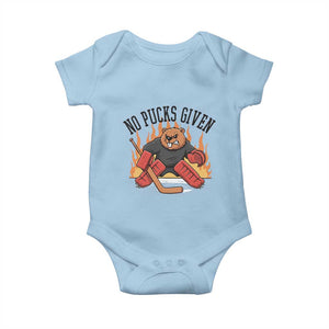 Funny Beaver Ice Hockey Goalie Gift Baby Onesie No Pucks Given TS12 Light Blue Print Your Wear