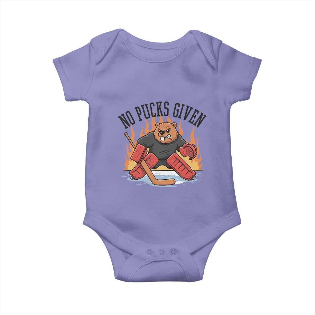 Funny Beaver Ice Hockey Goalie Gift Baby Onesie No Pucks Given TS12 Violet Print Your Wear
