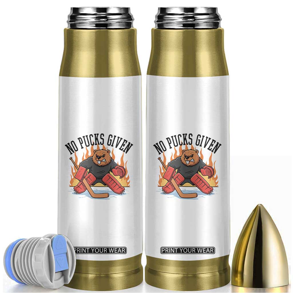 Funny Beaver Ice Hockey Goalie Gift Bullet Tumbler No Pucks Given TS12 White Print Your Wear
