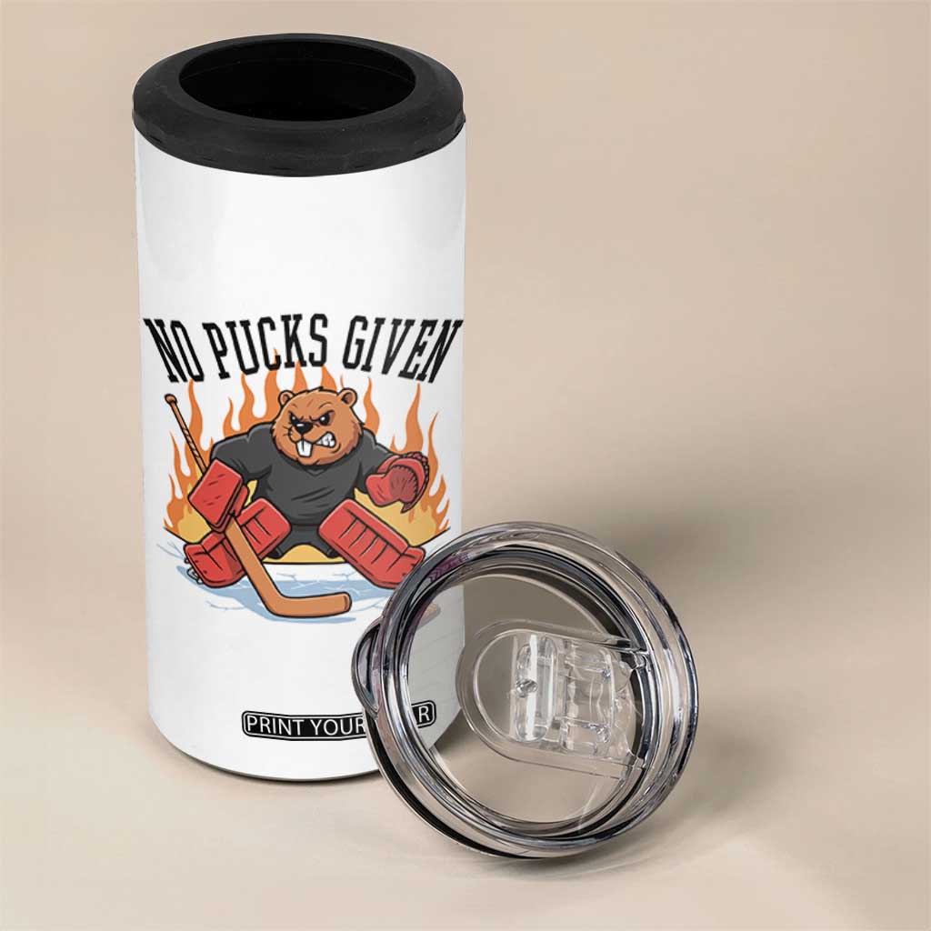 Funny Beaver Ice Hockey Goalie Gift 4 in 1 Can Cooler Tumbler No Pucks Given TS12 Print Your Wear