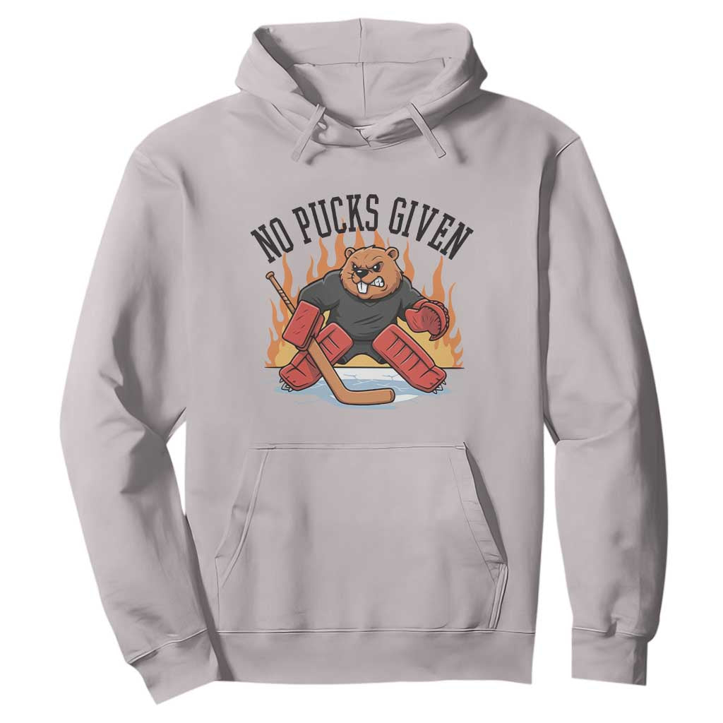 Funny Beaver Ice Hockey Goalie Gift Hoodie No Pucks Given TS12 Ice Gray Print Your Wear