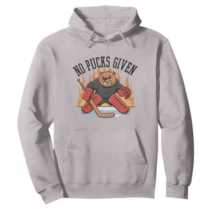 Funny Beaver Ice Hockey Goalie Gift Hoodie No Pucks Given TS12 Ice Gray Print Your Wear