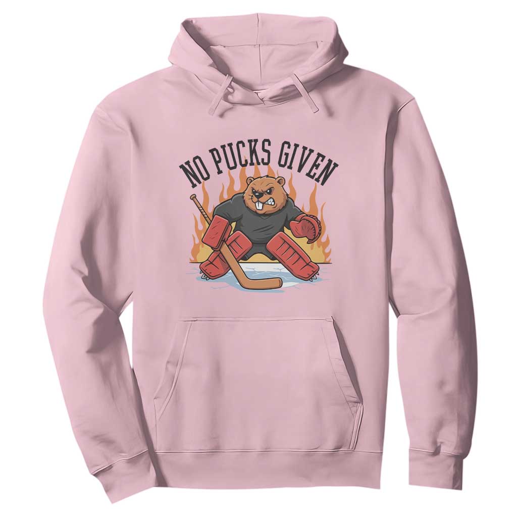 Funny Beaver Ice Hockey Goalie Gift Hoodie No Pucks Given TS12 Light Pink Print Your Wear