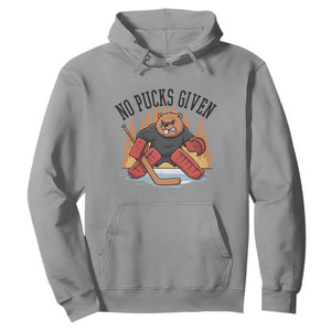 Funny Beaver Ice Hockey Goalie Gift Hoodie No Pucks Given TS12 Sport Gray Print Your Wear