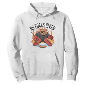 Funny Beaver Ice Hockey Goalie Gift Hoodie No Pucks Given TS12 White Print Your Wear